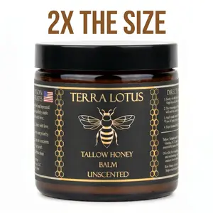 Terra Lotus - Organic Grass-Fed Beef Tallow Balm with Raw Honey - Moisturizing Cream for Soft, Smooth Skin - Handmade All-Natural Moisturizer