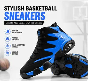 Men’s Basketball Shoes, Shock Absorption Non-Slip High Top Sneakers, Lightweight Breathable Athletic Shoes for Basketball, Running & Casual