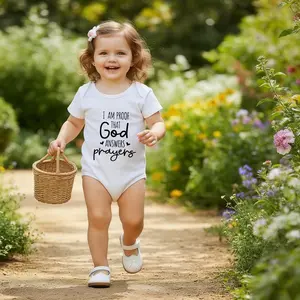 I Am Proof That God Answers Prayers Baby Onesie | Casual Short Sleeve Bodysuit | Crew Neck Outfit for Baby Boys & Girls Baby Bodysuit baby Snap Closure Comfort Baby Clothes for Outdoor Daily Wear