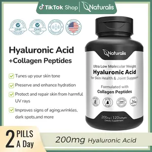 Naturalis Hyaluronic Acid 200mg, 10x Better Absorption Ultra Low Molecular Weight with Collagen, Biotin, Selenium & Vitamin E | Hair, Skin, Nails & Joint Supplements | 120 Softgels Healthcare Dietary Bathroom Edible