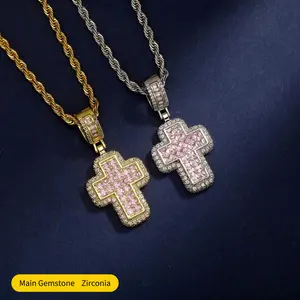 (CN138) 5A CZ Hip Hop Cross Pendant Necklace – Hypoallergenic Plated Metal 24" Streetwear Chain Bold Unisex Jewelry Gift Necklinphalt