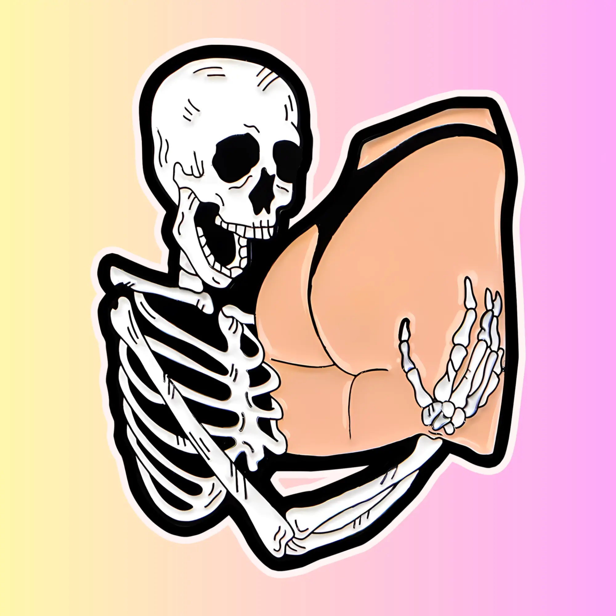 Playful Skeleton Holding Butt Sticker, Humorous Laptop, Phone, Car & Motorcycle Decal