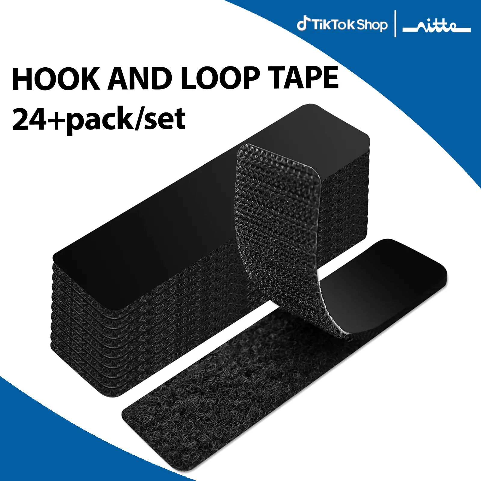 24 Sets Hook and Loop Tape Self Adhesive Reusable Fastener for Wall Decor and Organization