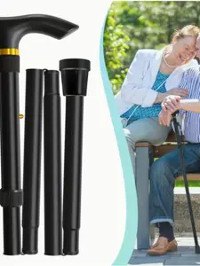 Adjustable Aluminum Cane, Foldable Lightweight Travel Cane, Ergonomic Handle, Non-Slip Rubber Tips, Suitable for Seniors, Hiking, Camping, Stick