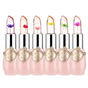Pack of 6 Crystal Flower Jelly Lipstick, Long Lasting Nutritious Lip Balm Lips Moisturizer Magic Temperature Color Change Lip Gloss,, Girls Stuff, Small Gifts, Birthday Mothers Day Gifts(Pink)