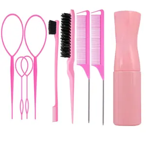 Hair Styling Tool Set, 9pcs/set Hair Comb & Spray Bottle & Hair Styling Accessories, Professional Durable Hair Styling Tool for Women & Girls, Heatless