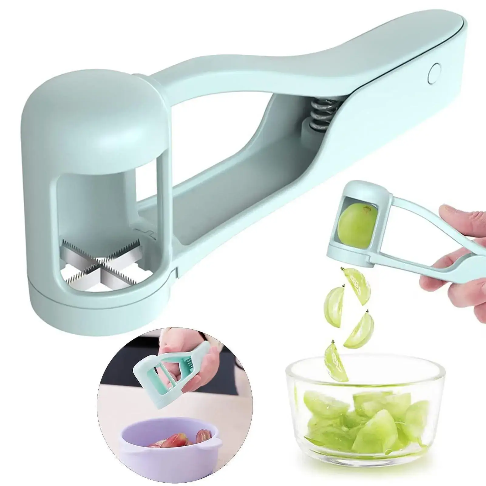 Summer Sale Grape Cutter, Grape Slicer Kitchen Gadget for Vegetable Fruit Salad Cake Decor, Grape Slicer Kitchen Gadget, Stainless Steel Baby Grape Quarter Cutter Tool for Cherry Tomato Strawberry Blueberry, Durable Fruit Tool