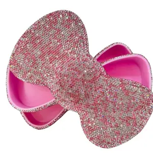 Rhinestone Bow Jewelry Box 2 Compartments - Elegant Sparkling Design for Rings Earrings & Necklaces Compact Practical Storage