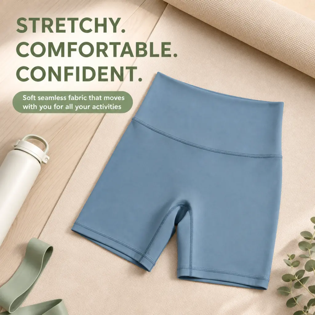Women's Seamless High Waist 4 Inch Yoga Biker Shorts, No Camel Toe Front Butt Lifting Contour 4-Way Stretch Breathable Workout Shorts