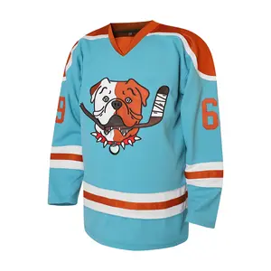 Men's Hockey Jersey Quick-Dry Custom Design with Funny Bulldog Face & Number 69 for Training & Match