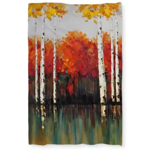 Begin Home Decor C1DCTXLWG05P3D Birches by Fall - Seasons Contemporary Twin Size Extra Long Duvet Cover - Home Decor