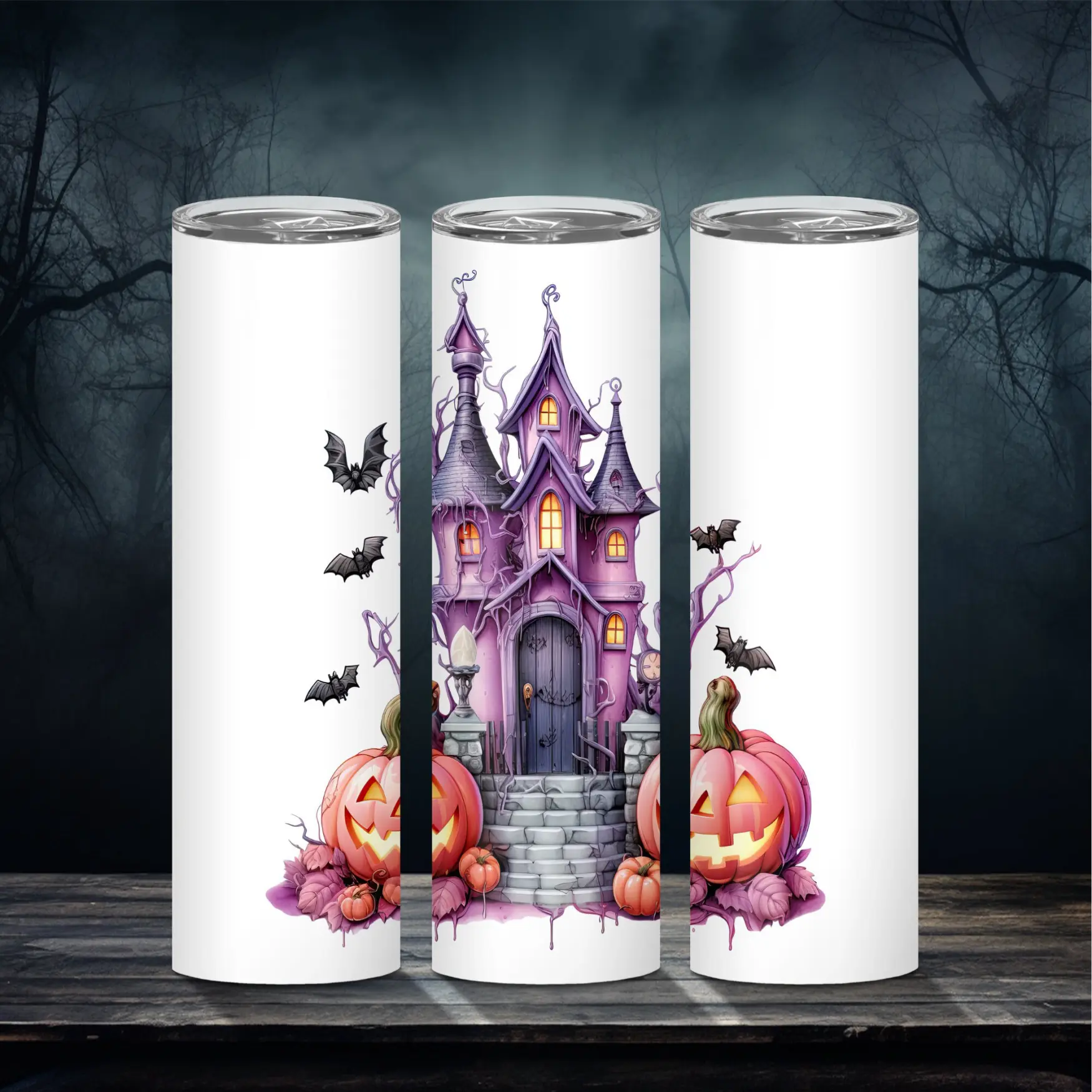 Gothic Halloween Cemetery Mug - 20 oz Reusable Drinkware with Halloween Theme, Handmade Design, Spooky and Reusable