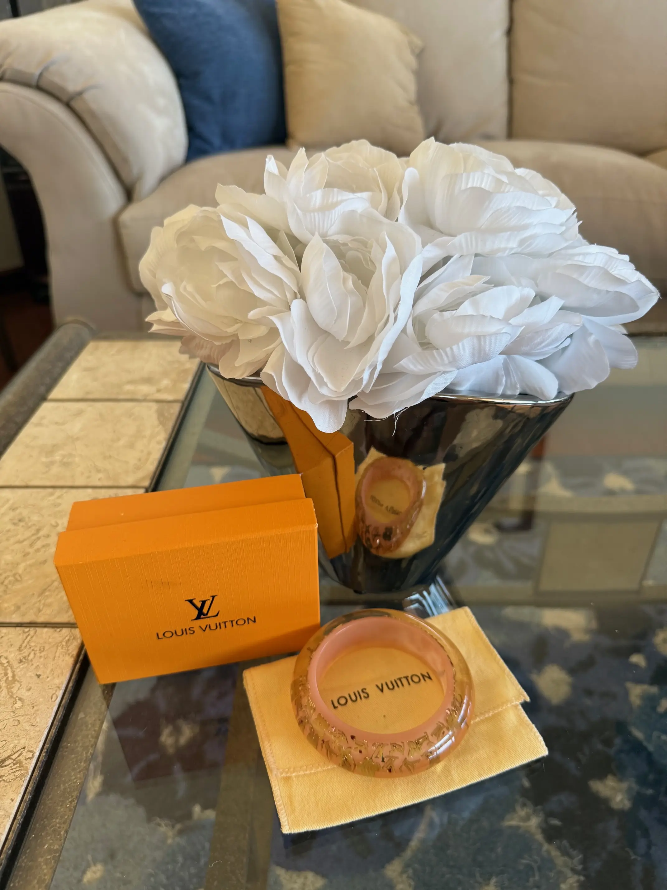 Pre-owned Louis Vuitton Gorgeous Monogram and Jeweled Inclusion Bangle Bracelet Stunning Full Set