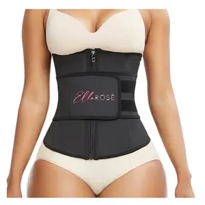 Ella Rose Latex Waist Trainer with Zipper for Women, Underbust Corset and Waist Shaper Cincher, Workout Belt for Weight Training, Hourglass Body Shaper - Black Belts