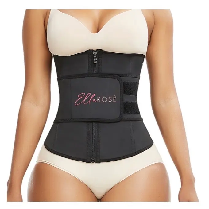 Ella Rose Latex Waist Trainer with Zipper for Women, Underbust Corset and Waist Shaper Cincher, Workout Belt for Weight Training, Hourglass Body Shaper - Black Belts