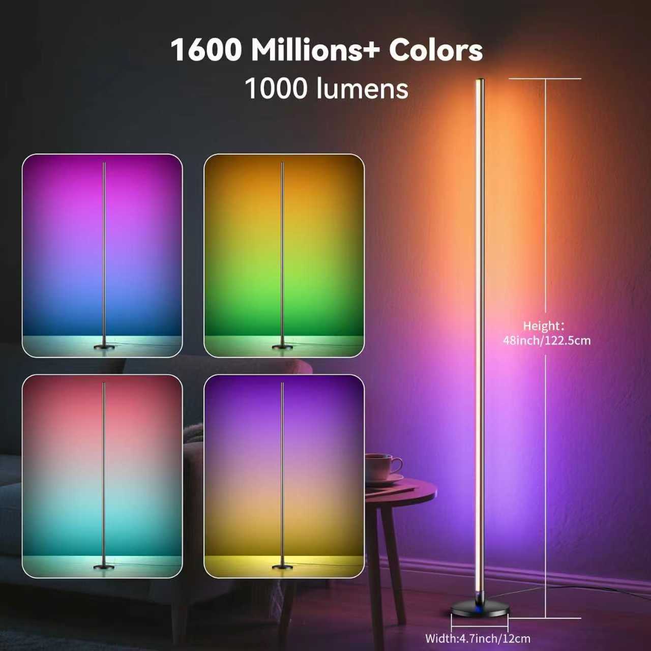 RGB Corner Floor Lamp  16 Million Color Music Sync Changing  LED Corner Lamp with Remote & APP Control Smart Modern Floor Lamp