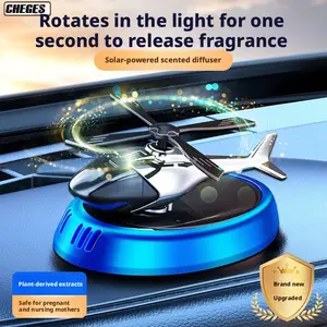 Car aromatherapy ornament, solar rotating car fragrance diffuser, airplane-shaped car air freshener, no battery needed, free natural wood scent pads and pure essential oil included, dashboard decorative accessories for car interior