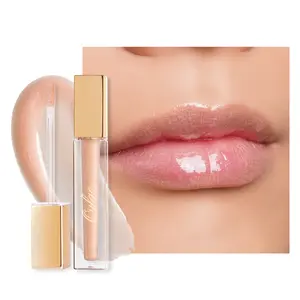 Oulac Clear Glitter Lip Plumper Gloss with Mirror Finish Moisturizing & Reduce Fine Lines Lip Oil Refuse Chapped Lips Non Sticky Lip Gloss for Girls Women Hot color