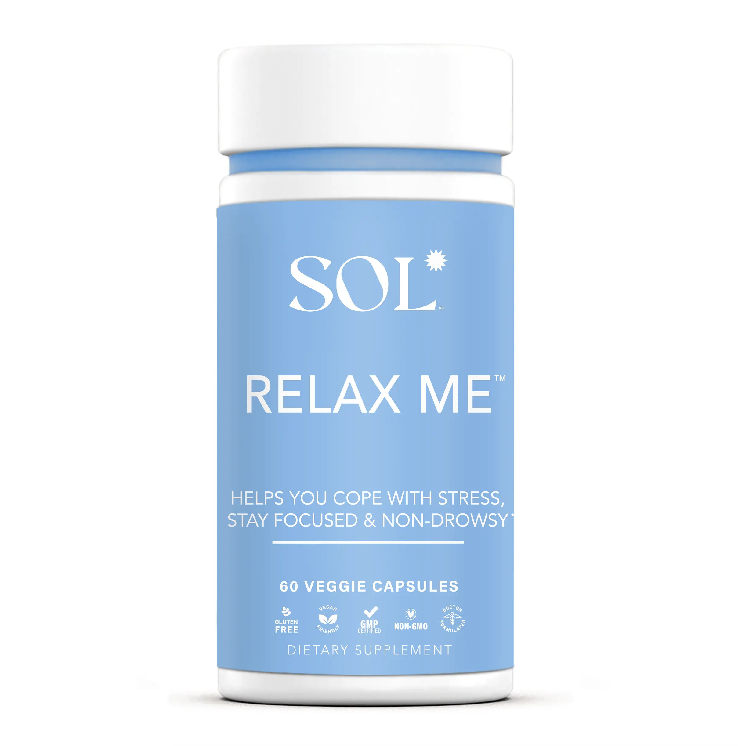 Relax Me Ashwagandha Rhodiola Passionflower, Vegan Gluten Free, Non-GMO, Doctor Formulated Herbal Capsules by Sol Nutrition