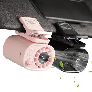 Joytutus Portable Car LCD Clip Fan 360° Rotatable 100 Speed Wind 12V USB Rechargeable 1800mAh Electric Fan Low Noise Mini Fan Clamp Anywhere Black