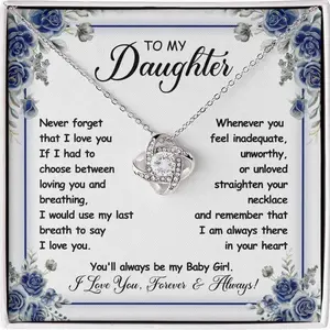 Daughter Gift from Dad Mom Love Knot Necklace