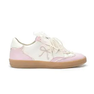 JULIE Bow & Pearl Lace-Up Sneakers – Cute Sweet Style