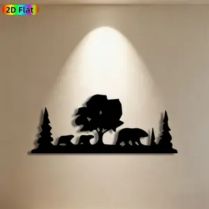 1pc Bear Forest Metal Wall Art, Rustic Bear Forest Statue Mural, Ideal Gift for New Year, Easter, Wildlife Decor Enthusiasts, Weather-Resistant Metal Wall Decor Wall Sculptures, Perfect for Garden Wall & Outdoor Fence, Nature Lovers Enthusiasts