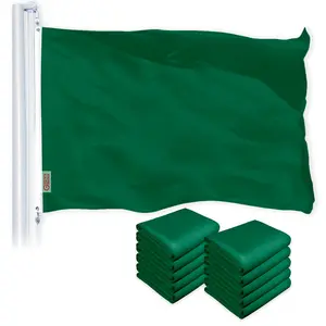 G128 10 Pack: Solid Dark Green Color Flag | 4x6 Ft | LiteWeave Pro Series Printed 150D Polyester | Indoor/Outdoor, Vibrant Colors, Brass Grommets