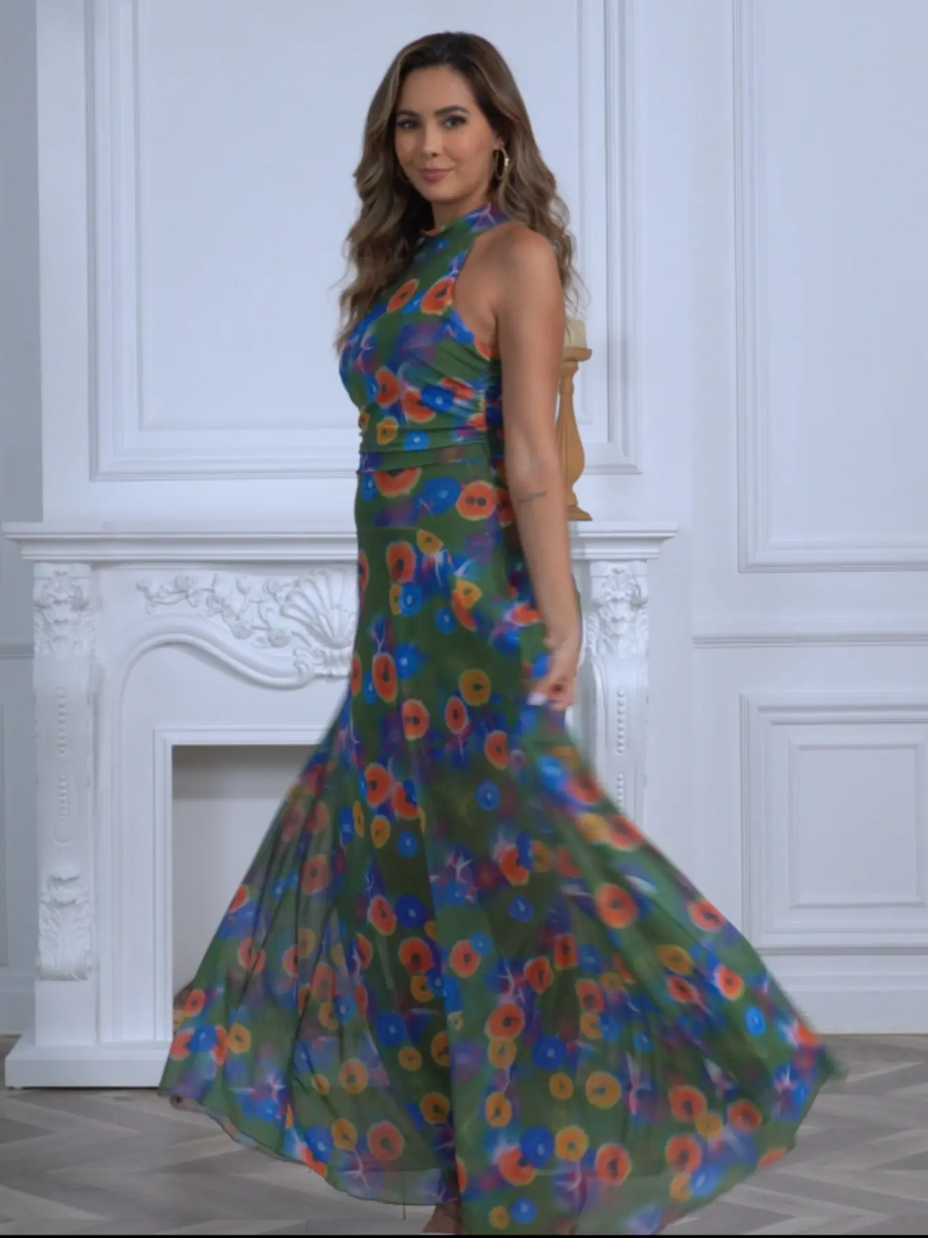 QFAF Women's Mock Neck Sleeveless Jellyfish Printed A-line Maxi Dress, Fall Winter Ladies Party Birthday Beach Night Out Long Dress, Elegant Evening Gown Floor Length Tank Dresses, Holiday Vacation Streetwear Trendy Dress Clothing, Formal Elegant Dress