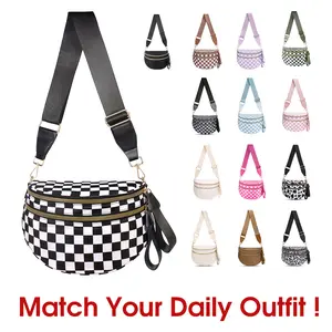 Checkered Nylon Bum Bag Plus Size Friendly Fanny Pack - Spacious Design for Essentials - Crossbody Belt Bags More Colors - Trendy Gift
