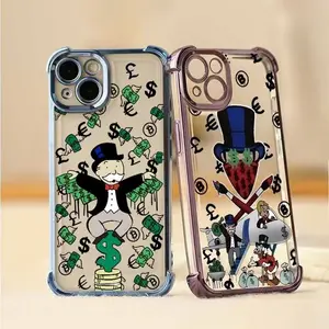 Cartoon Monopoly Money Cover For iPhone 17 16 15 14 13 12 11 Pro Air Max mini Plus Funda Soft Plating Anti-Fall Cool Phone Case