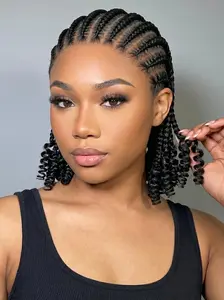 8" Short Cornrow Box Braided Wigs Synthetic Full Lace Wigs for Women Cornrow Braided Wig Short Bob Wig