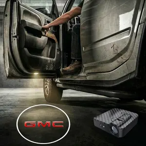 2 pcs Carbon Fibre Car Door Lights for GMC, Car Decorative Light, Door Logo Projector Welcome Light, Personalized Door Projection Light with Logo (Batteries Not Included)