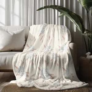 2PCS Dusty Blue Rose Floral Blankets, 60"x80" Each, Soft Cozy Throw Set