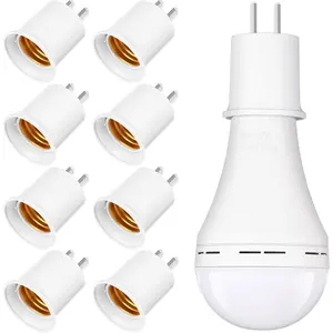 8 count E26/E27 light socket to plug adapter Converts Outlet to Lamp Socket, 660 Watt, 125 Volt Light Bulb Socket to Plug Adapter, White