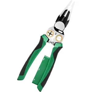 2025 Upgraded 8-in-1 Wire Stripper with  Tester - Multifunctional Heavy-Duty Electrical Pliers, Professional Wire  & 12-250V  Hot/Neutral Tester (Green)
