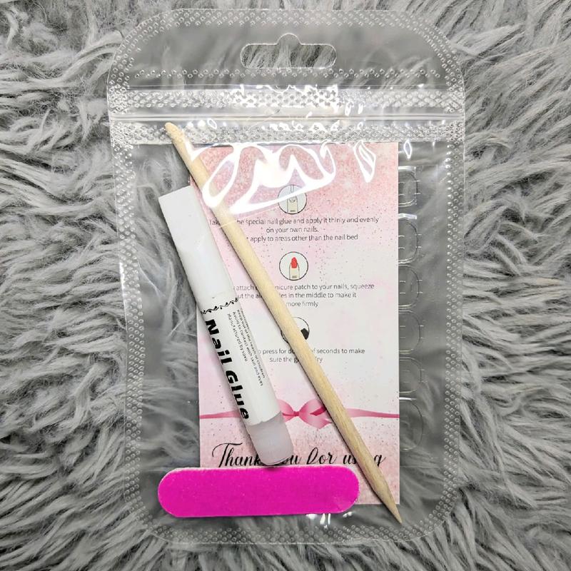 Kids Pink and black hearts press on nails