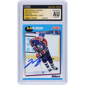 Mark Messier Edmonton Oilers Autographed 1991-92 Score Canadian Bilingual #505 CGC Fanatics Witnessed Authenticated Auto 10 Card - Fanatics Authentic Certified