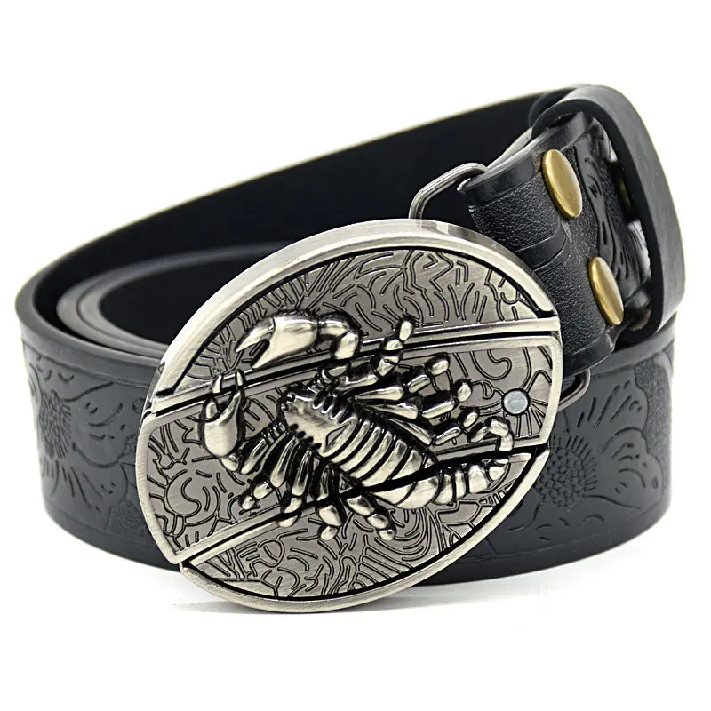 Scorpion Knife Buckle Embossed Black