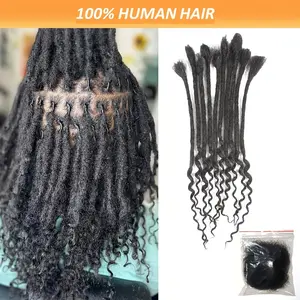 2025 New Arrivals 10 Strands Unisex Curly Tail Dreadlock Extensions, Human Hair, Thick Loose Root, Natural Volume, 0.4-0.6cm Width, Lightweight, Fluffy, No Odor, Realistic Look