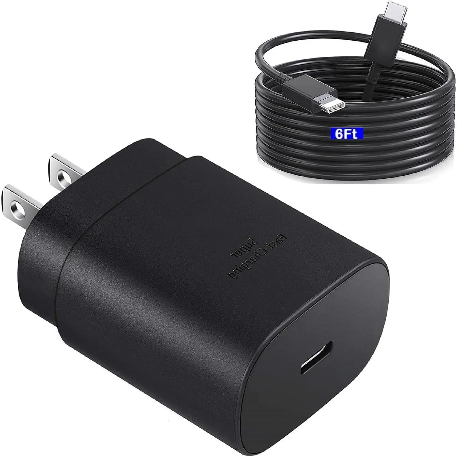 S23 S24 S25 Charger Super Fast Charging 25W USB C Wall Charger Block with 6ft Type C Charger Cable Cord for Samsung Galaxy S25/S25+/S24/S24+/S23/S22/S21/S20/Ultra/Plus/FE,A55,A15,Galaxy Tab,Note 20/10