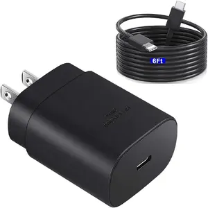 S23 S24 S25 Charger Super Fast Charging 25W USB C Wall Charger Block with 6ft Type C Charger Cable Cord for Samsung Galaxy S25/S25+/S24/S24+/S23/S22/S21/S20/Ultra/Plus/FE,A55,A15,Galaxy Tab,Note 20/10