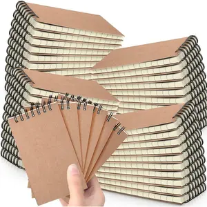 54 count Mini Spiral Notebook 3" x 5" Top Bound Small Spiral Notepads Pocket Notebook Spiral Memo Pads 120 Pages Sketchbook College Ruled Journals for   Office School (Brown)