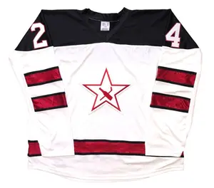 Custom Hockey Jerseys with a Russian Embroidered Twill Logo