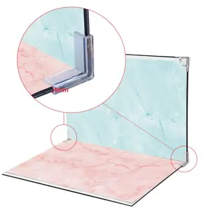 2-Pack Transparent Corner Clips with Stand and Card, Photography Backdrop Holder Kit, Keep Backdrops Flat and Taut for Studio Shooting