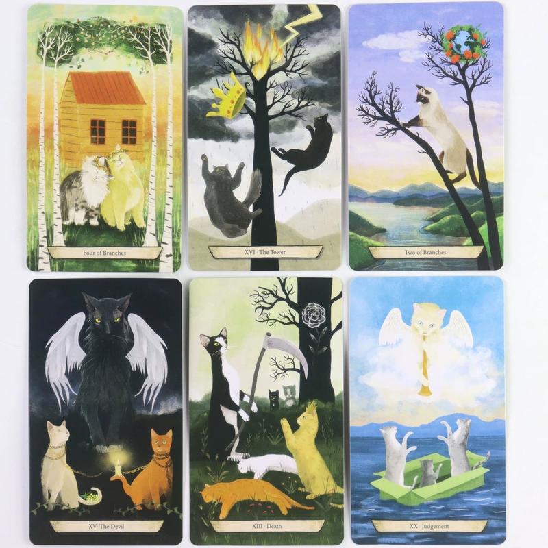 Secret Cat Tarot Cards Set, Portable 78-Card Deck for Fortune-Telling & Spiritual Guidance, Ideal Gift for Ages 14+