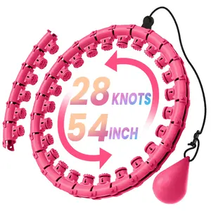 Weighted Hula Circle Hoops for Adults, Infinity Fitness Hoop Plus Size 54 Inch, 28 Detachable Links, Exercise Hoop Suitable for Women and Beginners