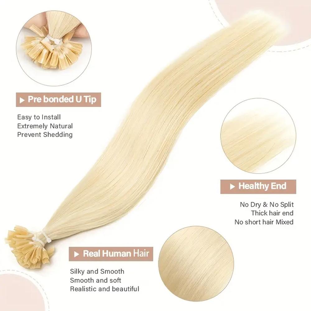 Nail U Tip Hair Extensions 100% Real Human Hair Natural Straight Capsules Keratin Hair Extensions 12-20 inches 30g/pack Hair Extensions For Women