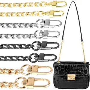 8 count Purse Chain Strap Extender, Length 7.9" Metal Flat Bag Chain Straps Replacement, Easy to Extender for Crossbody Bag Handbag Charms (Champagne ,  Black, Light , )