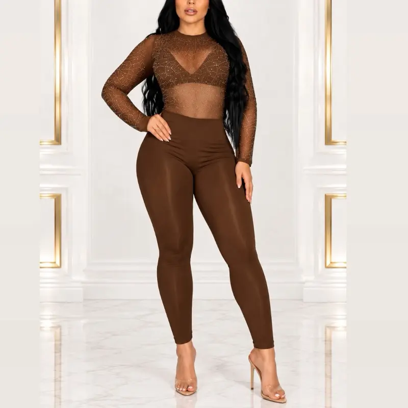 Women's Belted Wrap Lace Long Sleeve Fitted White Colombian Jumpsuit-Overalls Set, Premium Sculpting Stretchy Fabric, Adjustable Waist, One Size, Dinner-Ready Feminine Comfort Piece, Belted Wrap Jumpsuit